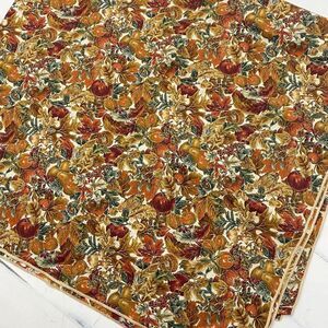 Handmade 100% Cotton Autumnal Tablecloth Fall Leaves Apples Pears 59" x 102"